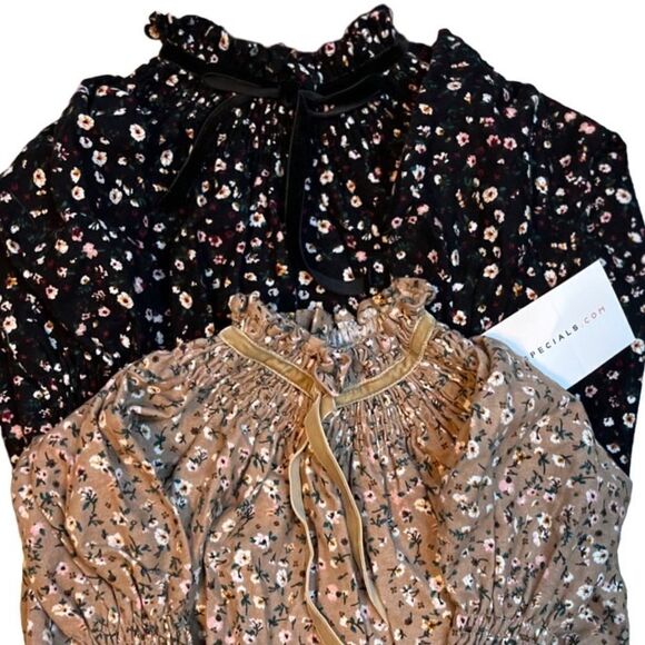 Ali specials brown black floral 9-12M set of two long sleeved one piece tops - Picture 4 of 9